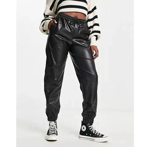 Source Unknown - Faux Leather Front Drawstring Jogger